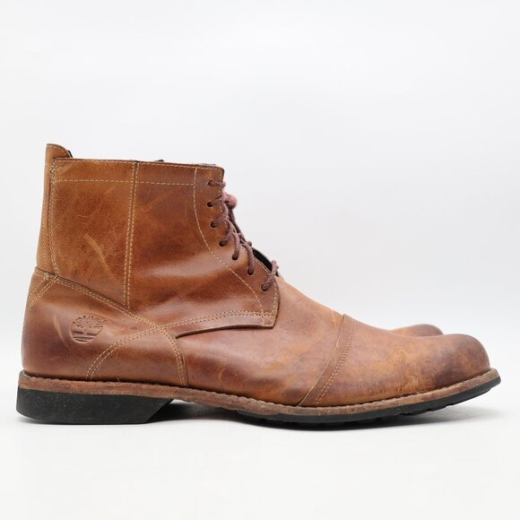 Timberland City 6" Earthkeepers Men's 11 Side Zip Boots Brown Leather Cap Toe - Picture 1 of 10